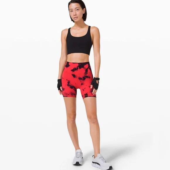Lululemon Wunder Train High-Rise Short Tie Dye Carnation Red Black Size 0 - Picture 3 of 7